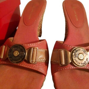 Anne Klein Akhagan White Leather Wicker Sandals